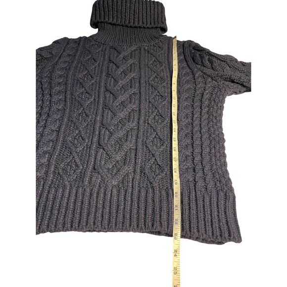 Banana Republic Navy Blue Chunky  thick Knit Recycled Wool Turtleneck Sweater M - Picture 11 of 13